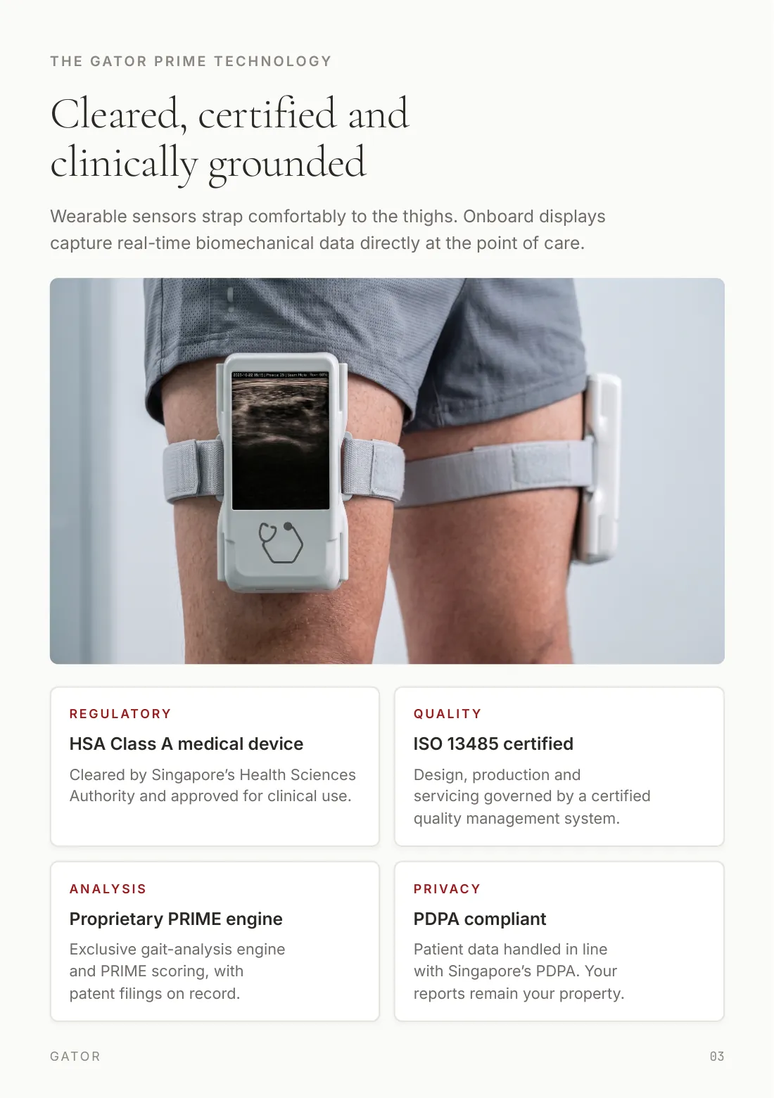Page 3: The GATOR Prime technology — Cleared, certified and clinically grounded